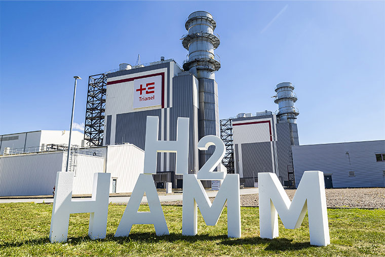 Kraftwerk Trianel mit aufgebautem H2-Hamm Schriftzug