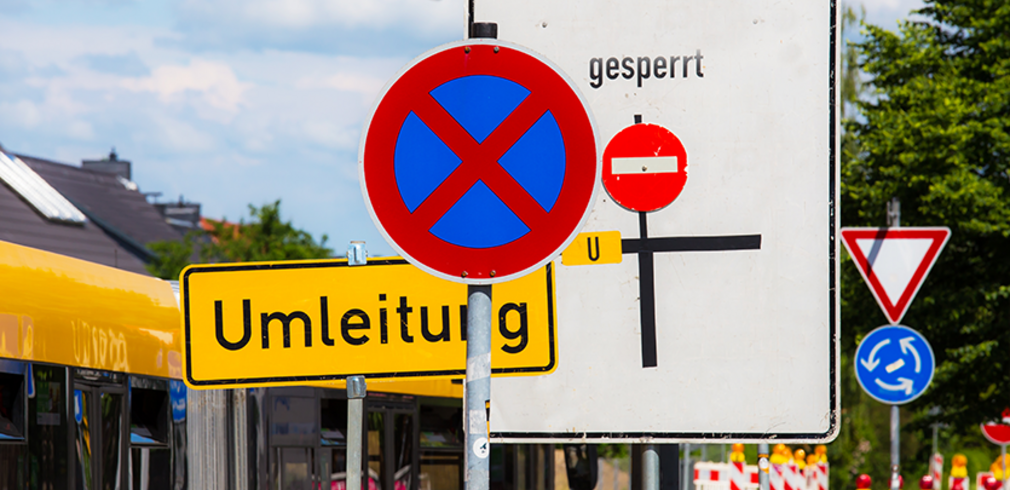 Aufnahme von Straßenschildern