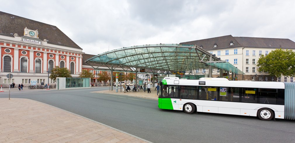 Ansicht vom Bahnhof in Hamm und dem Bahnhofsvorplatz